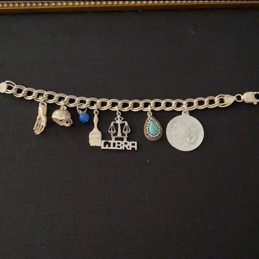 Libra sterling silver 925 bracelet with charms